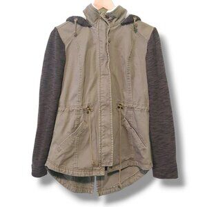 Maurices jacket womens Small Olive green fleece hood casual  utility